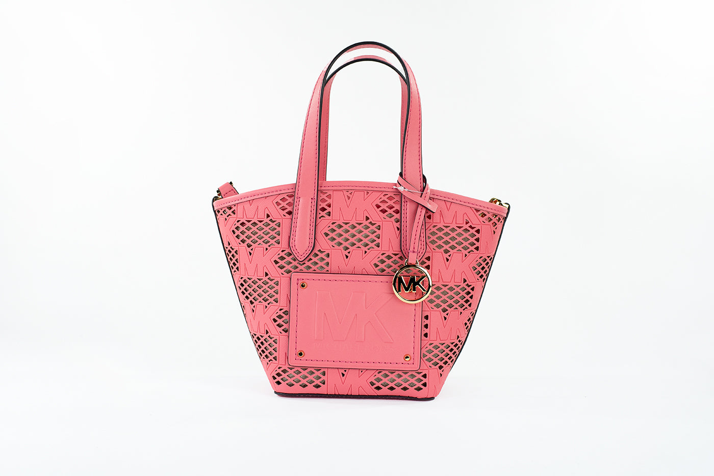 Michael Kors Kimber Small Tea Rose Leather 2-in-1 Zip Tote Messenger Bag Handbag